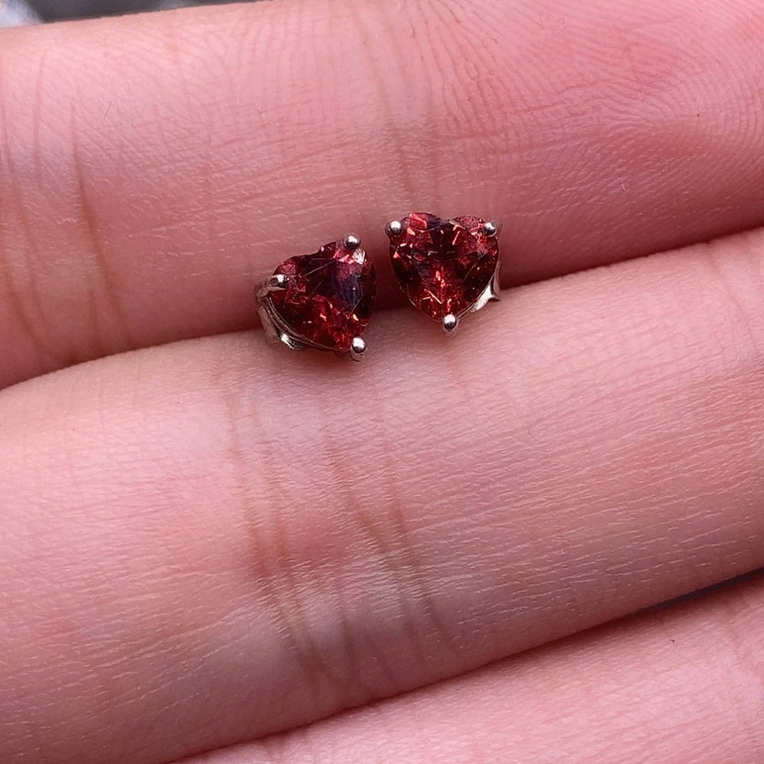 石榴石耳饰银S925镶嵌