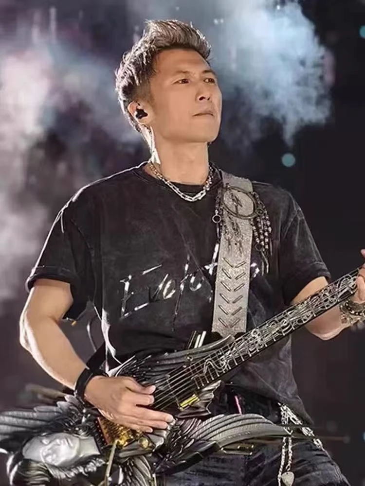 谢霆锋2025进化演唱会Evolution洗水做旧宽松纯棉打底潮牌短袖T恤