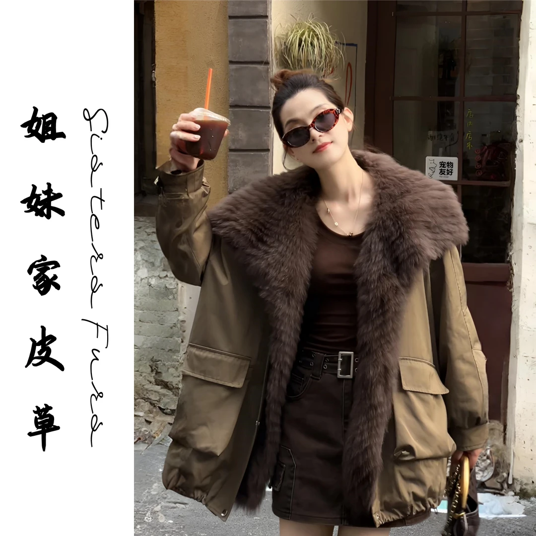 SistersFurs姐妹家“柔软云朵”中长款鹅绒服可拆卸狐狸毛领