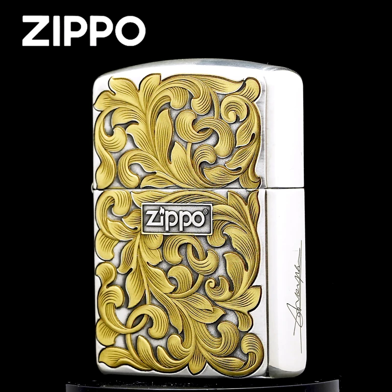 zippo正品打火机/妖月包银鎏金唐草-男士收藏防风DY9902DK【阿明1】