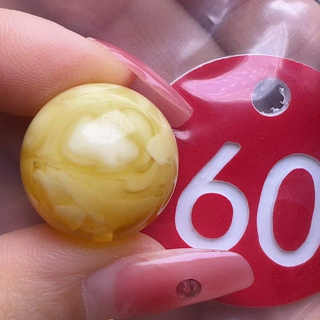 蜜蜡未镶嵌珠宝奇石微花粉18.3mm金瓷白圆珠