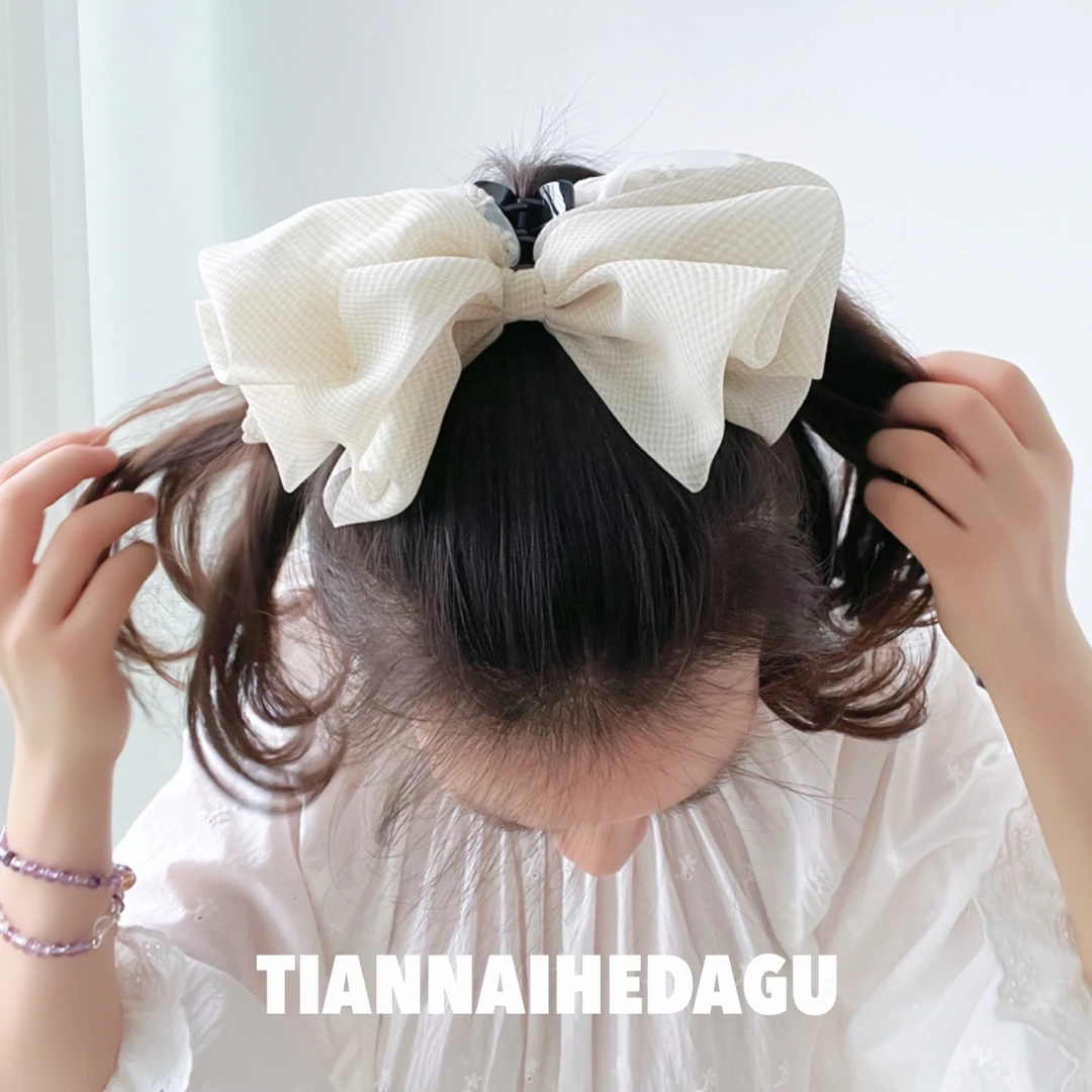 苏打气泡水文艺马尾抓 超仙蝴蝶结法式超仙温柔发饰头饰发抓抓夹