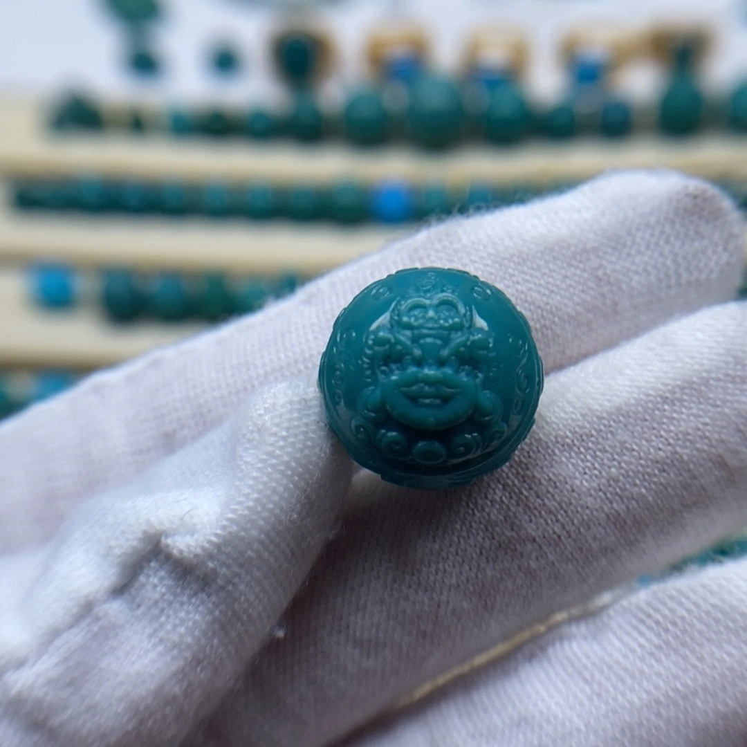 绿松石未镶嵌珠宝奇石黄财神15mm