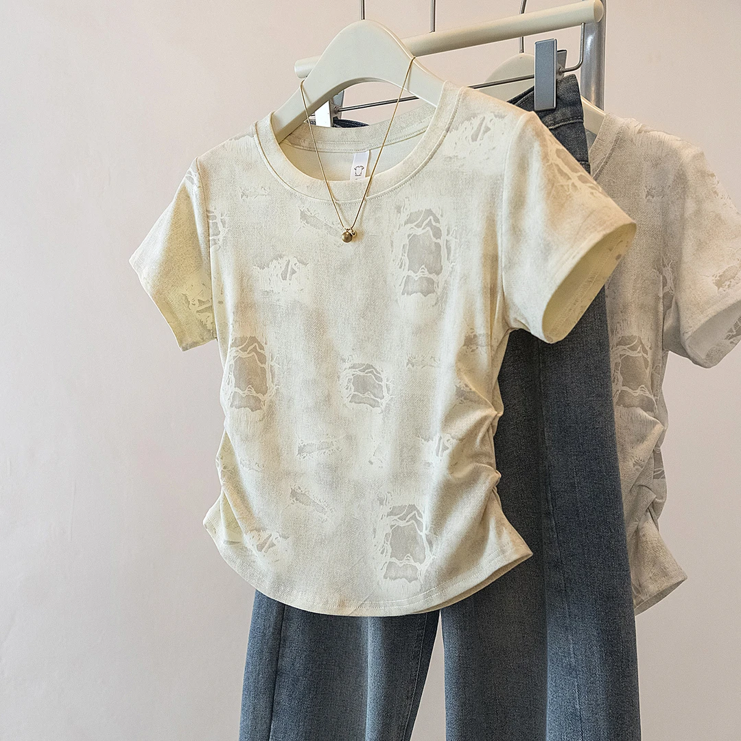 PA夏季微胖mm大码女装新短袖t恤遮肚子显瘦潮流上衣