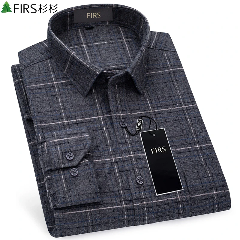 杉杉2025新款大格子衬衫高质100%纯棉磨毛中年透气休闲衬衣男装