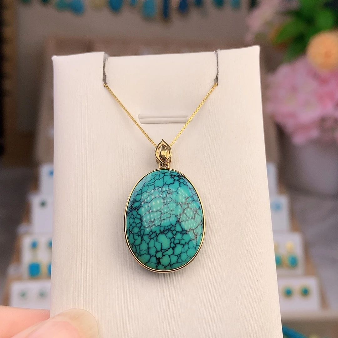 绿松石18K金镶嵌颈饰