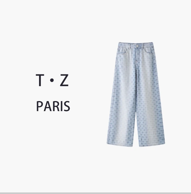 T·Z*520时尚百搭宽松印花水洗秋季牛仔裤-9224