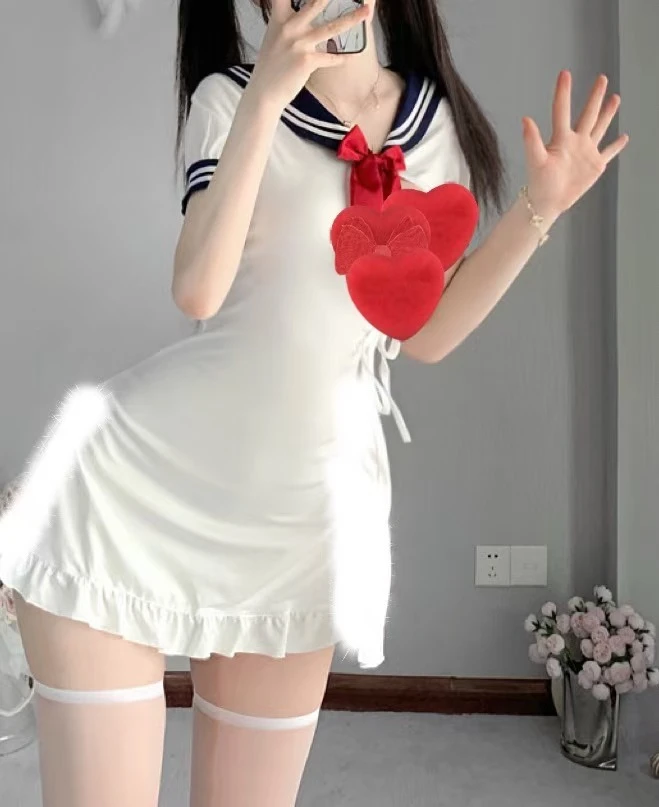 女生大码内衣可爱纯欲制服内衣性感cos学院风软妹水手服套装睡裙