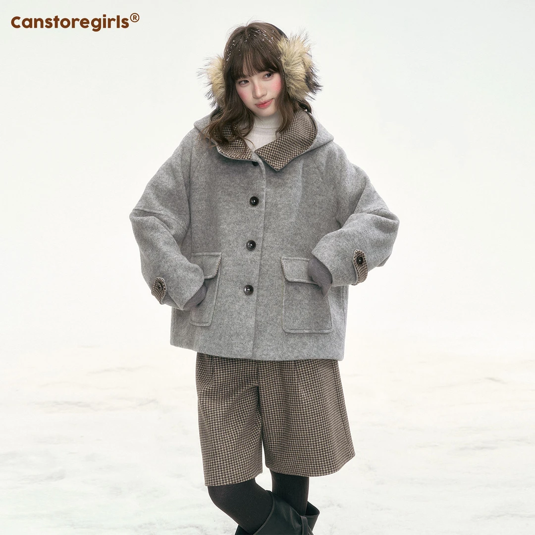 罐头士多所'灰雾软呢' 韩系温柔灰调毛呢外套