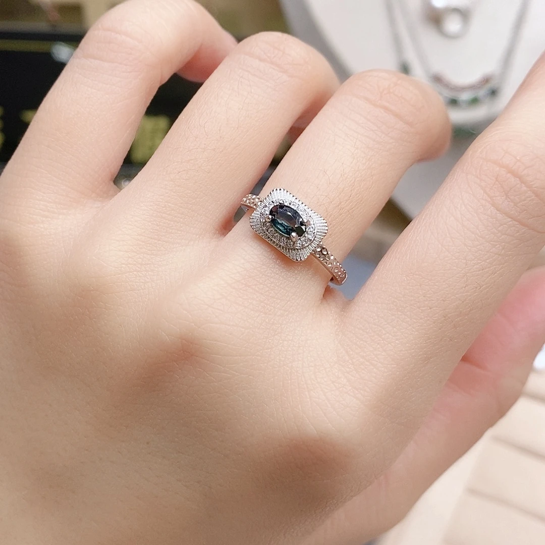 戒指银S925镶嵌蓝宝石戒指