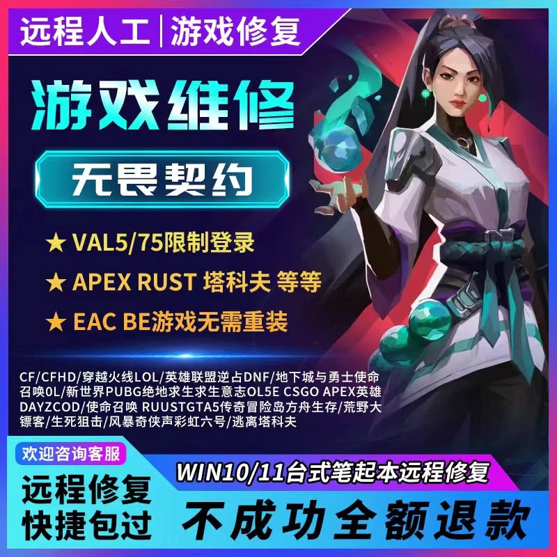 游戏维修 游戏蓝屏 游戏闪退 机器码 无畏契约 三角洲 过VT-D弹窗