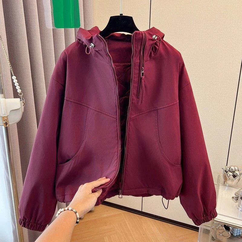 小个子冲锋衣女2025春秋双拉链设计感夹克休闲百搭时髦夹克外套女