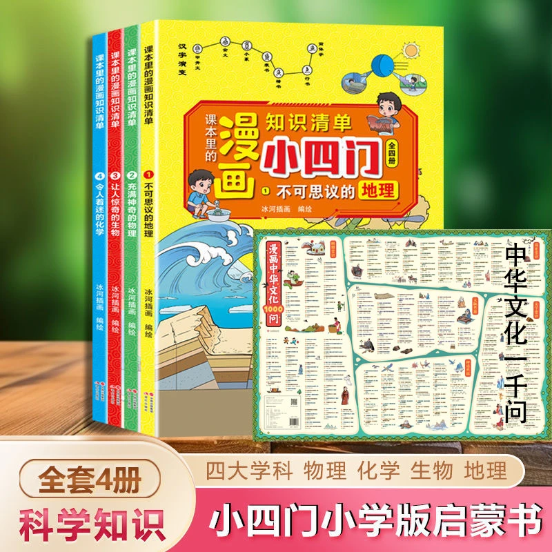 课本里的漫画知识清单小四门地理物理化学生物全四册