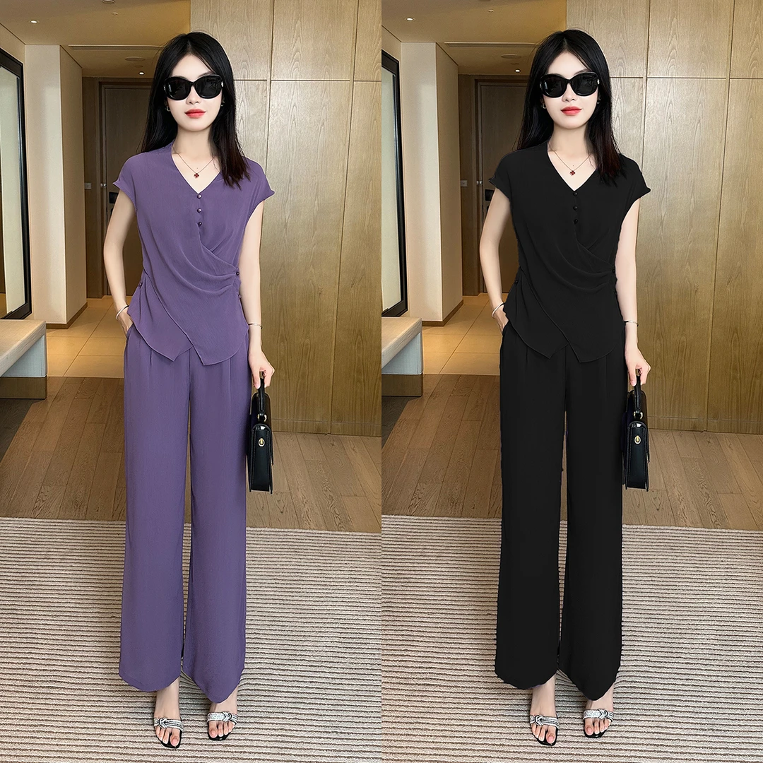 【婉星儿品牌】短袖时尚套装显瘦气质洋气休闲夏季减龄高腰百搭薄款