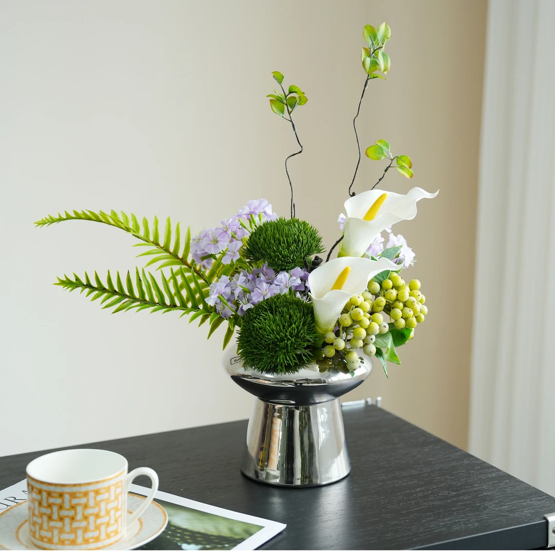 轻奢现代餐桌花艺摆件装饰客厅高档仿真花高级感永生花高级仿真花