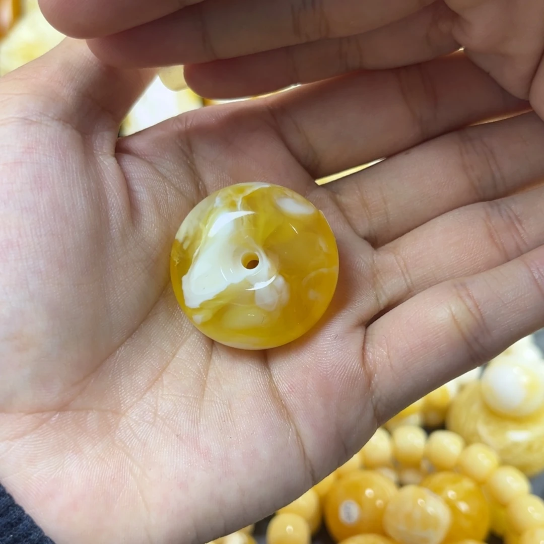 琥珀未镶嵌手串平安扣