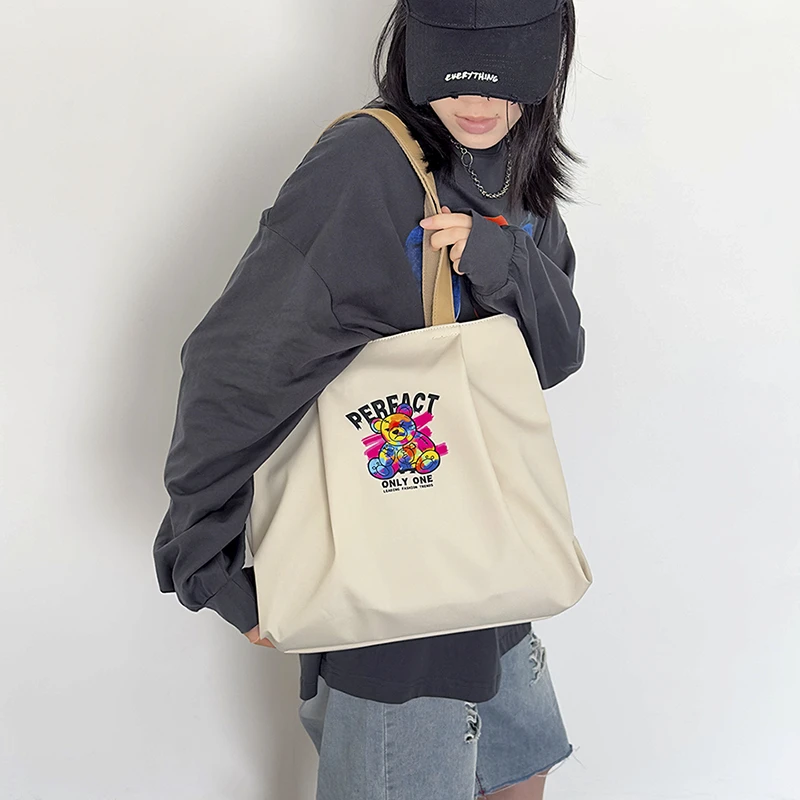 女包大容量包包2025新款可爱卡通帆布包韩版时尚百搭托特包单肩包