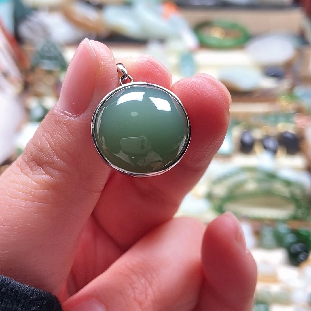 吊坠(不含链)银S925镶嵌和田玉