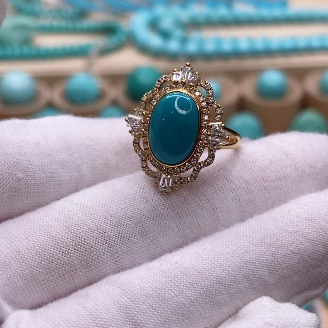 绿松石18K金镶嵌珠宝奇石