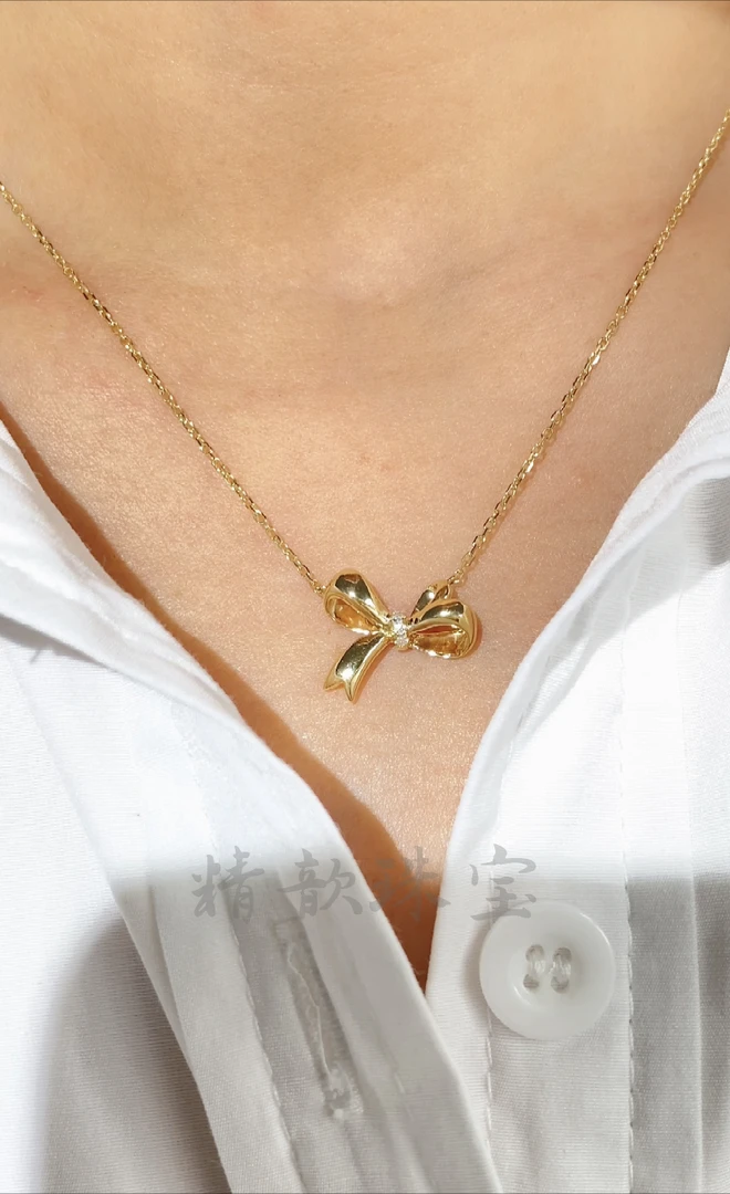 18K金镶嵌天然钻石小众甜美百搭简约时尚气质项链