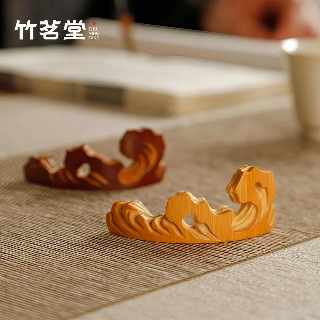 玉竹笔搁毛笔笔架山国画书法绘画文房四宝学生笔托笔挂创意小摆件