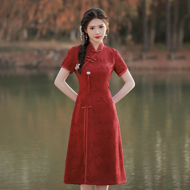 旗开得胜小个子妈妈装高考送考新中式改良旗袍2025新款夏季D18981