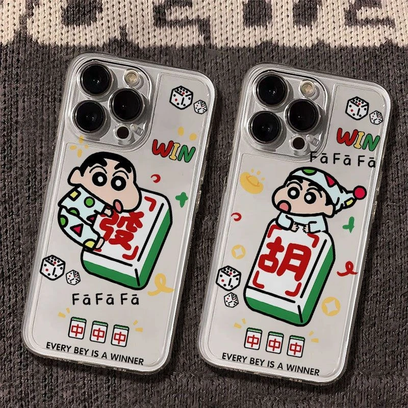 麻将蜡笔小新太空手机壳适用于苹果16透明iphone14保护壳1512pro