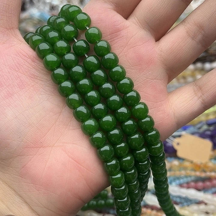 玛瑙/玉髓未镶嵌珠宝半成品一条8mm左右碧玉老型珠