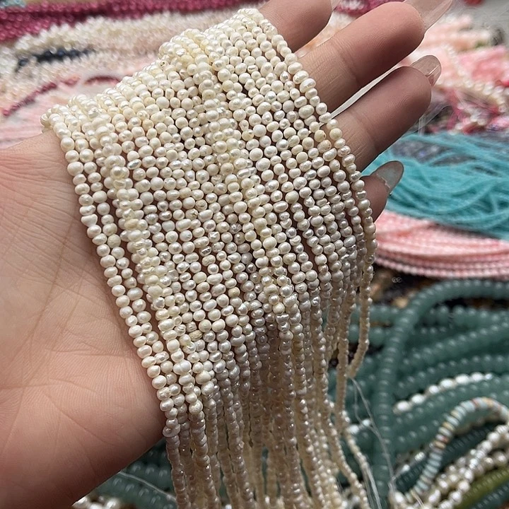 玛瑙/玉髓珠宝半成品未镶嵌一条3mm左右不规则哑光珍珠