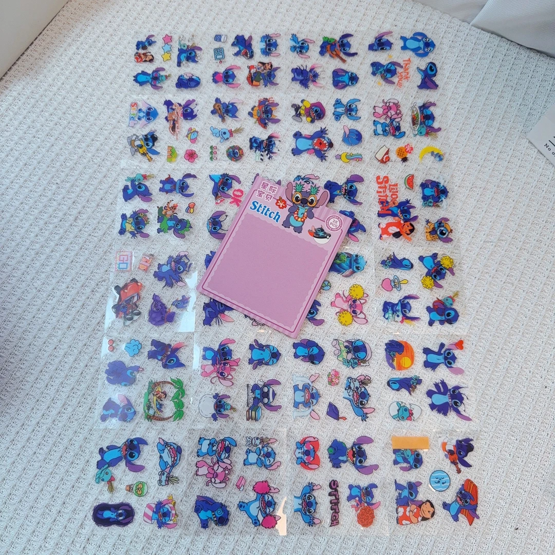 三丽鸥混搭史迪仔网红款贴纸防水PVC儿童卡通可爱咕卡套装25张贴