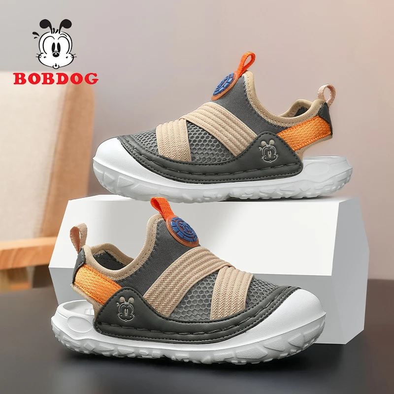 巴布豆男童鞋子儿童夏季透气包头凉鞋男孩子单网镂空软底防滑凉鞋