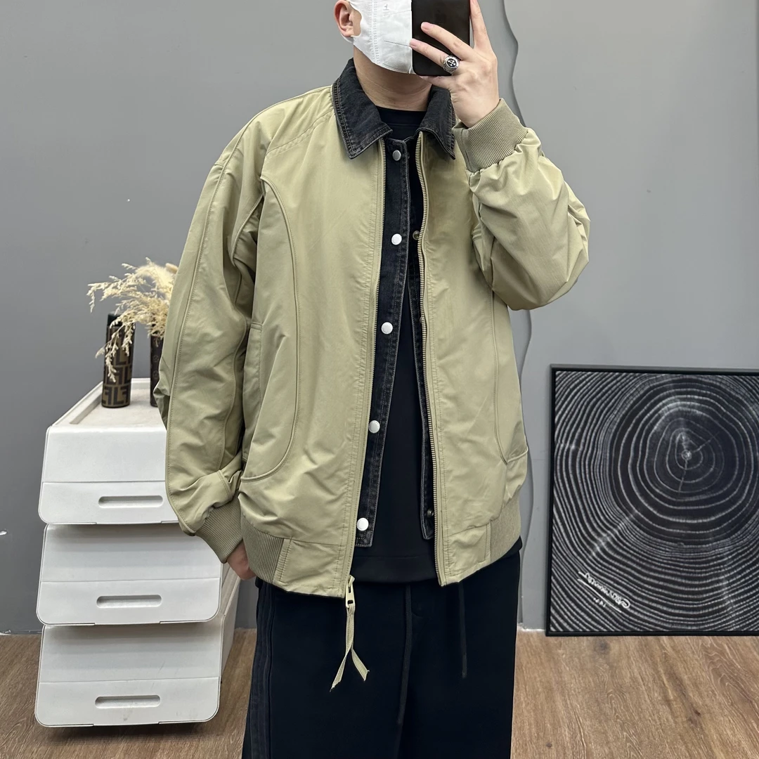 假两件牛仔拼接春装外套