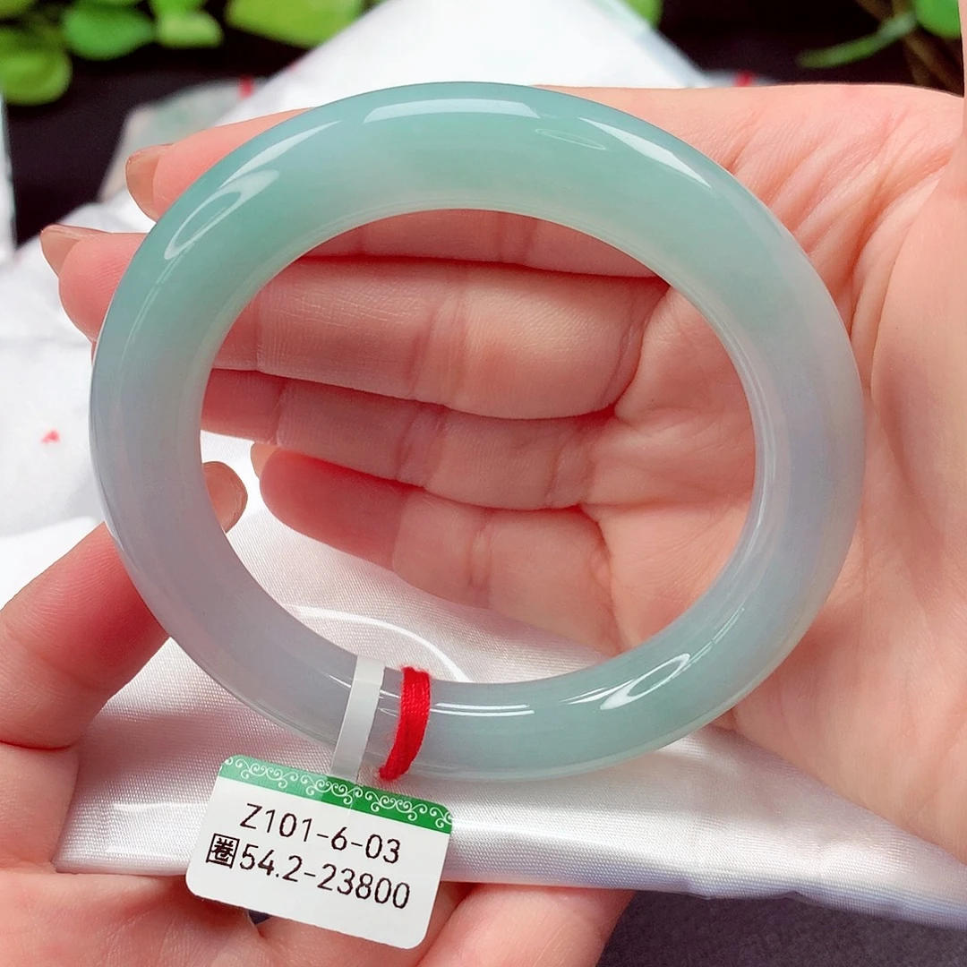 翡翠未镶嵌手镯54.3冰冰姣姣大胖圆 完美强推