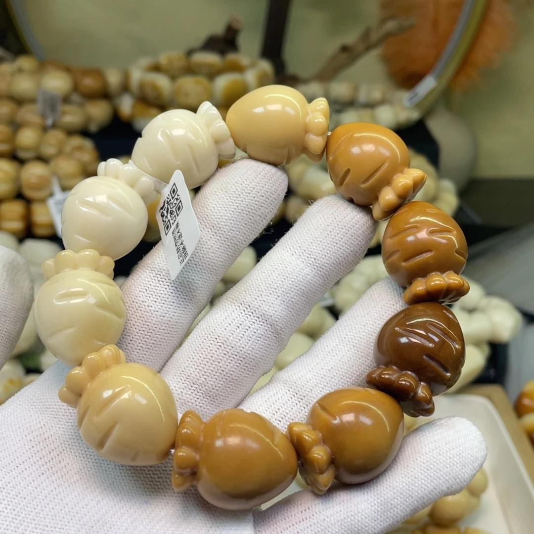 手串菩提根/象牙果129渐变胡萝卜微瑕