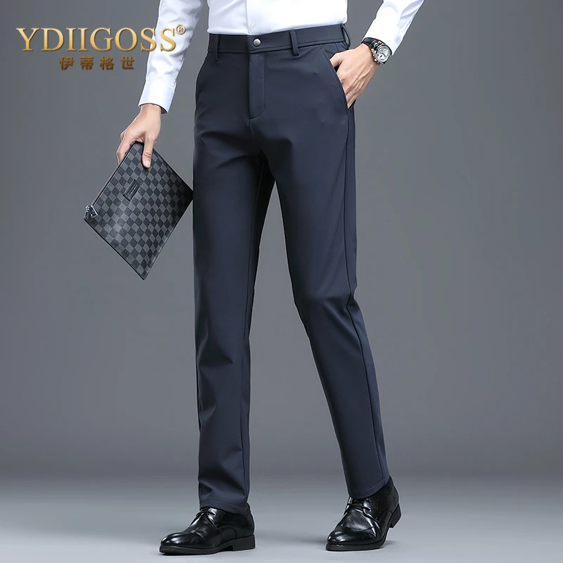 YDIIGOSS休闲裤中年男士春秋季新款轻奢直筒长裤子商务西装裤