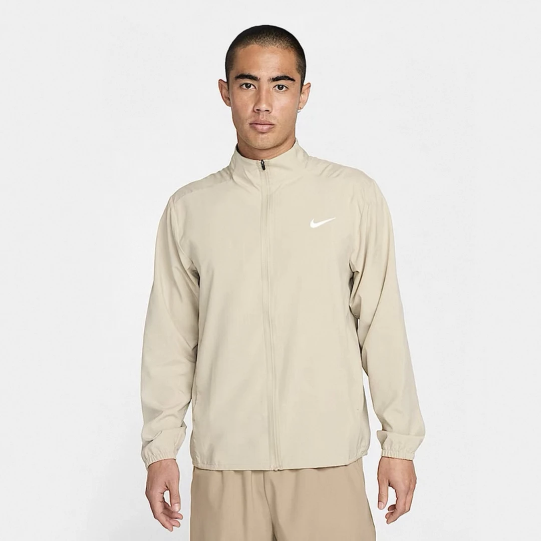 NIKE/耐克男款拉链徽标立领长袖夹克外套沙漠卡其FB7500251