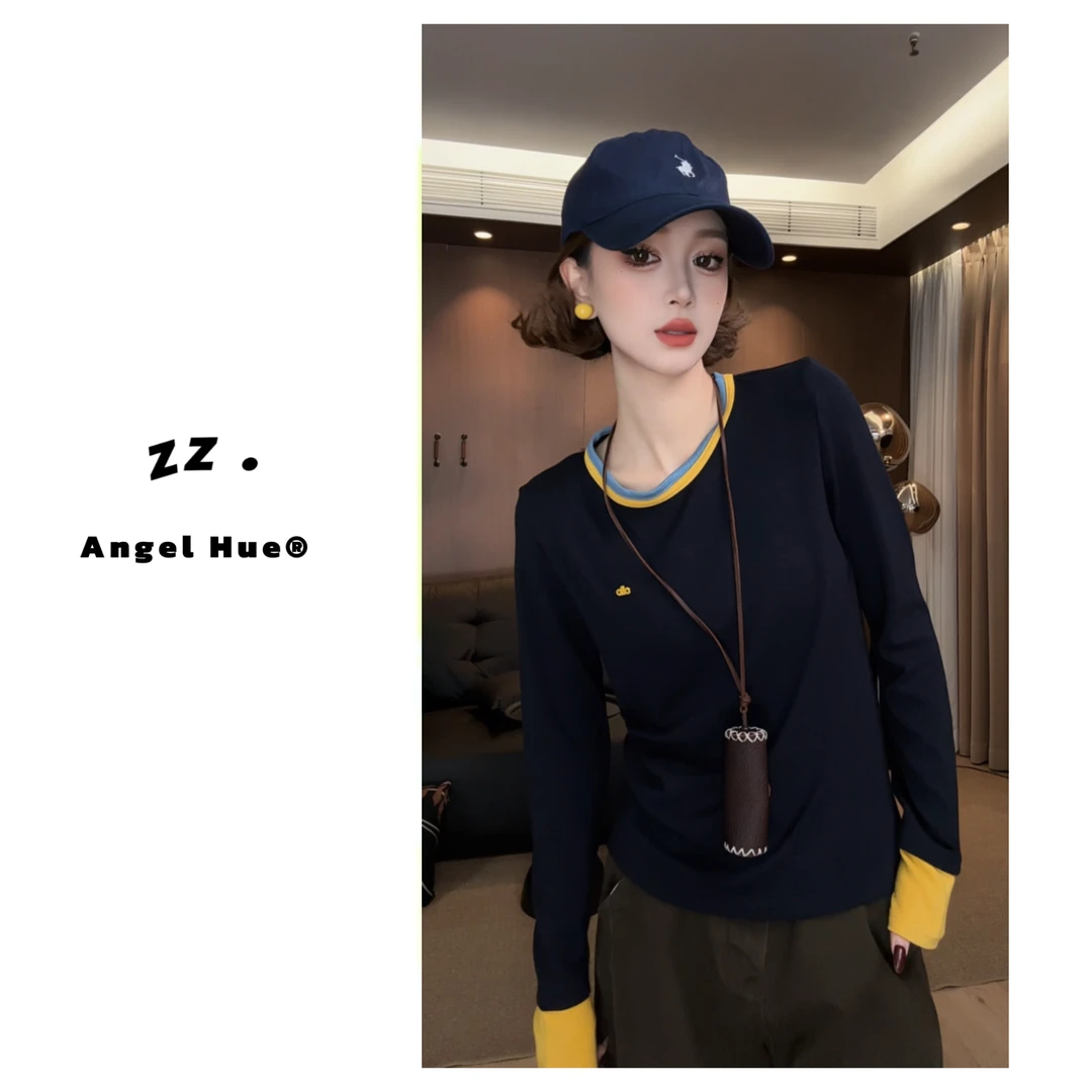 zz · 【实用派】秋冬简约休闲圆领内搭百搭字母长袖针织上衣女2029