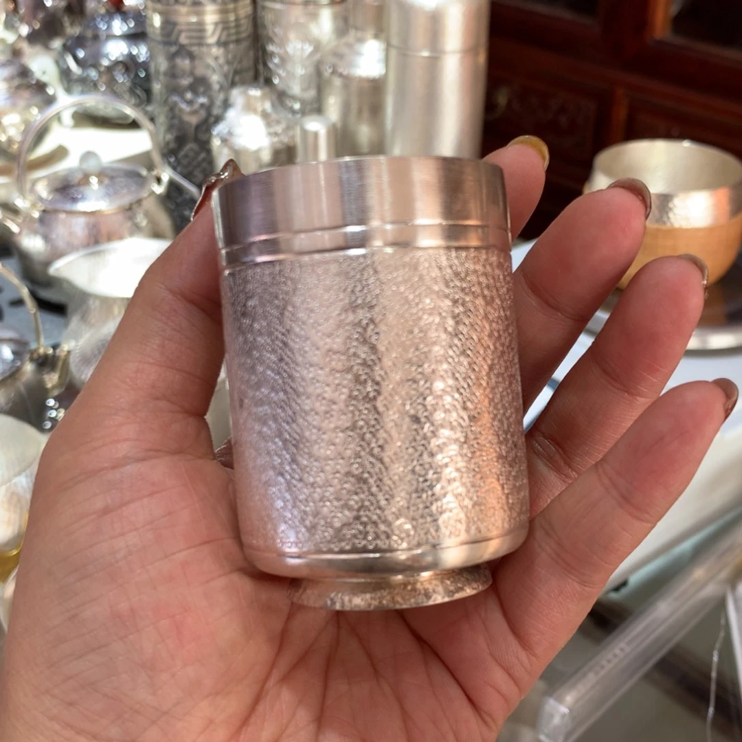 足银999麻纹茶杯酒杯100容量