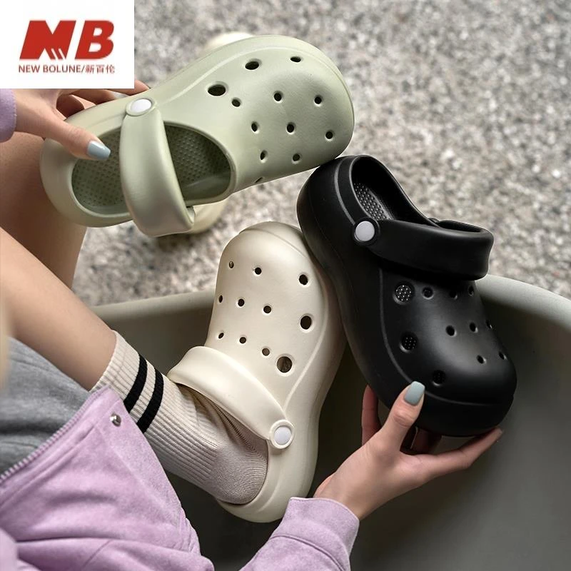 新百伦【奥莱正品】洞洞鞋女款2025新款夏季防滑透气拖鞋厚底增高