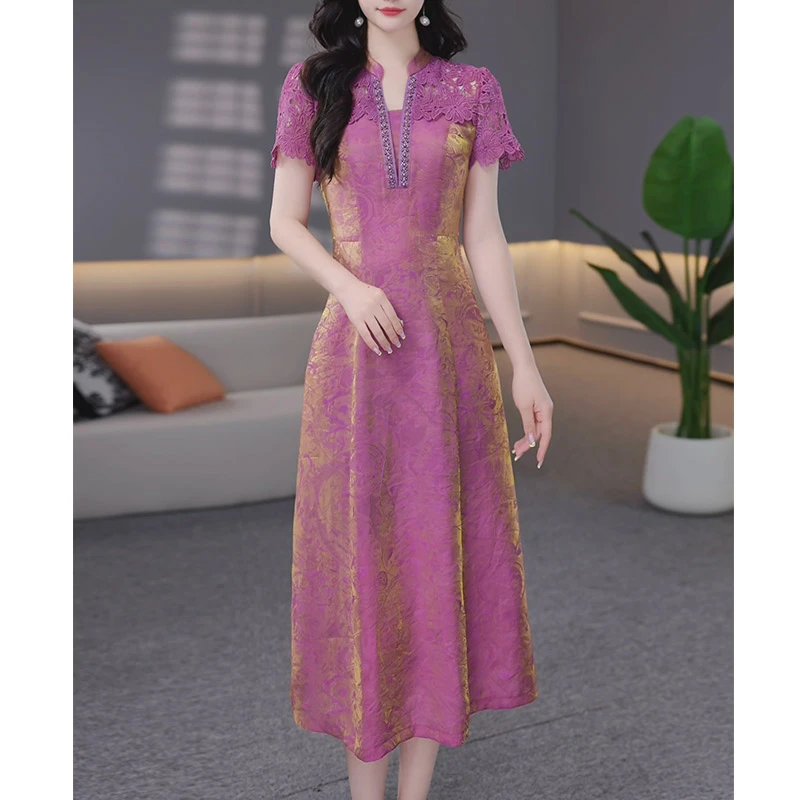 DBF-25A279MJ 2025年新款夏季高级洋气刺绣连衣裙 M-5XL