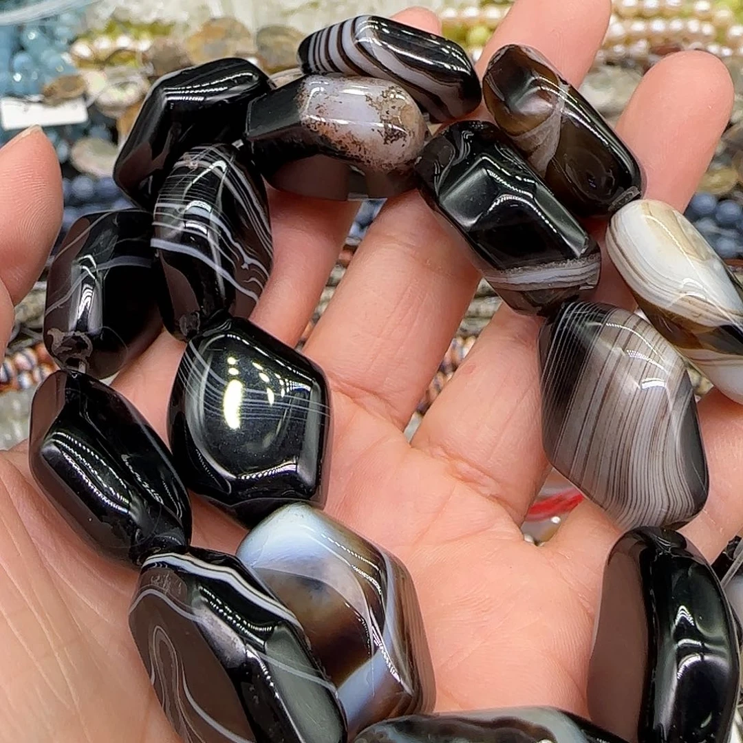 玛瑙/玉髓合金珠宝半成品缠丝玛瑙18mm一条