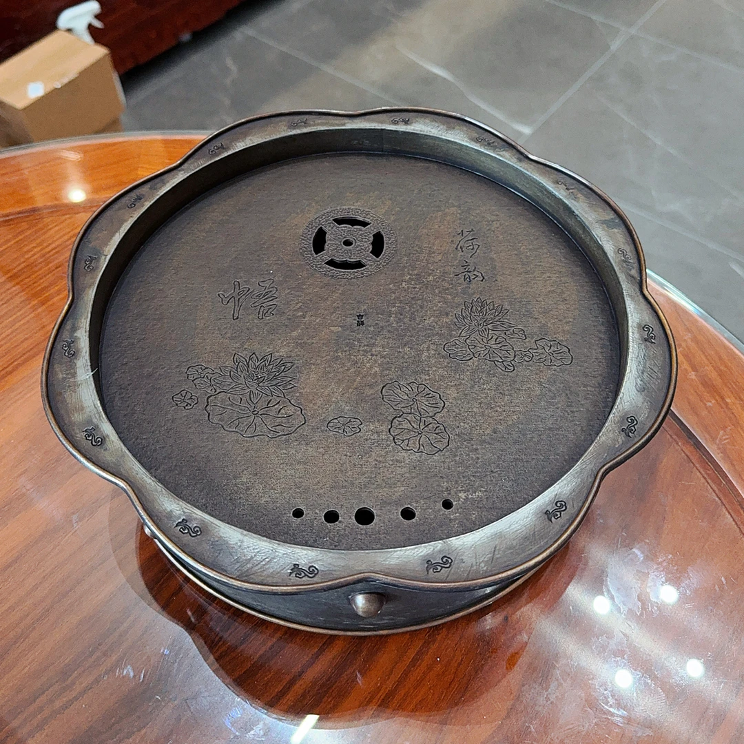 老锡茶盘 壶承 全手工 储水式 潮汕老锡茶船