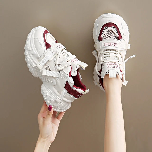 单网透气老爹鞋女款2025新款夏季薄款网面运动鞋厚底增高松糕女鞋