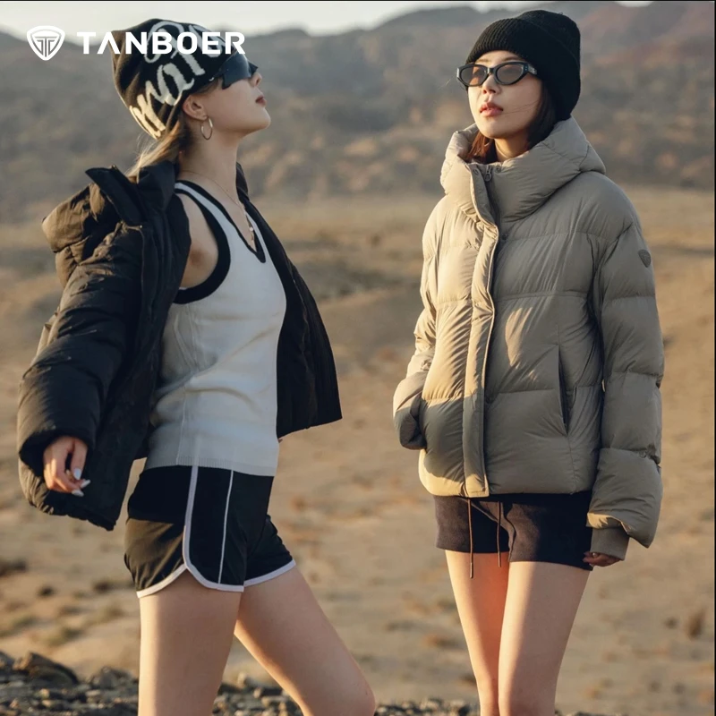 坦博尔流光风羽绒服女士时尚连帽休闲宽松百搭冬季短保暖外套360Z