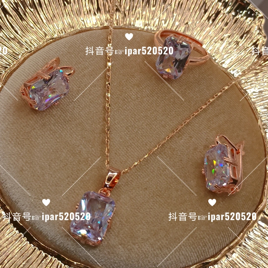 铜合金合成锆石吊坠 超闪小众锆石镶嵌项链吊坠珠宝耳环戒指饰品