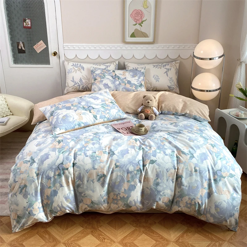 【仁汇优品C】青诗兰悦｜风织棉柔 花印透夏 全棉印花四件套