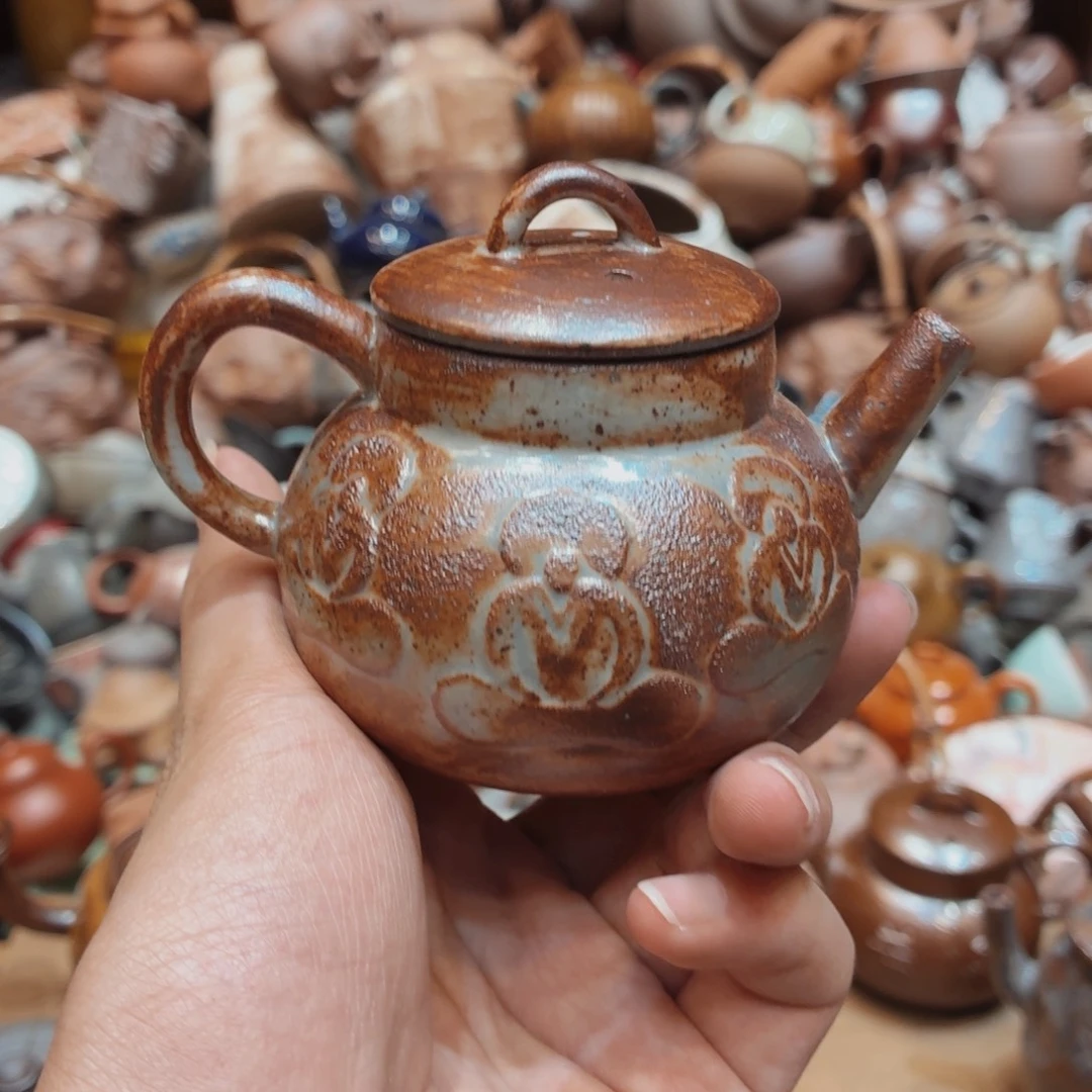 柴烧老岩泥手工茶壶器皿