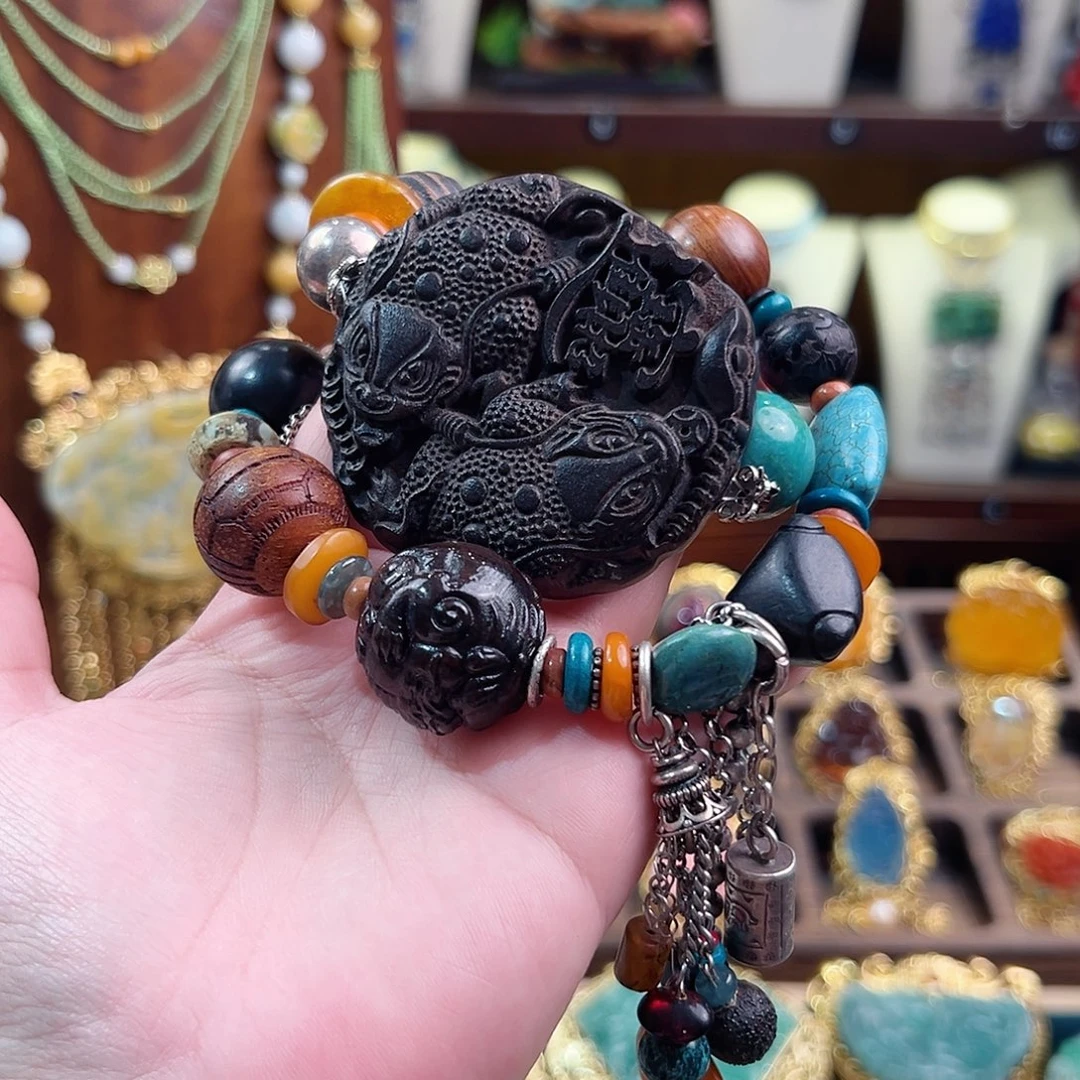 桥***墨925银珐琅锦象原创设计件手链