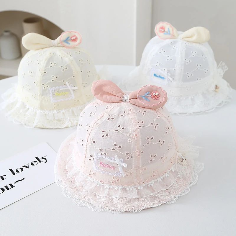 婴儿帽子春夏季薄款公主纯棉遮阳帽透气小月龄女宝宝防晒渔夫帽