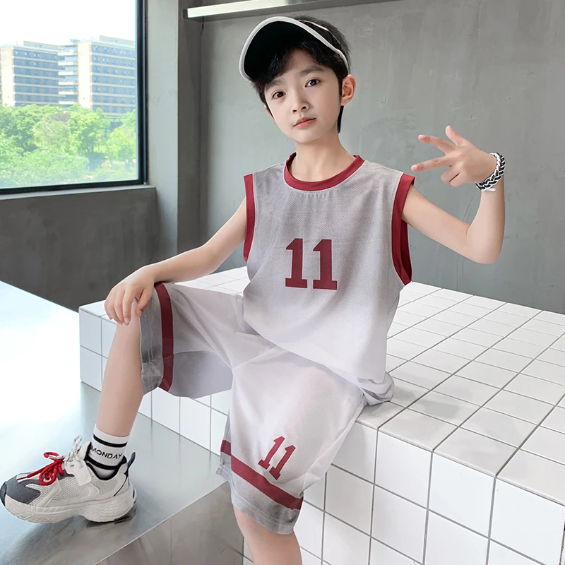 男童夏装速干背心套装2025新款中大童男孩夏季儿童夏款运动篮球服